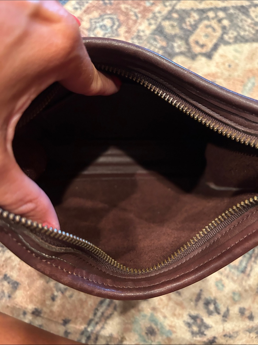 Coach Dark Brown Leather Crossbody with Brass Accents - Picture 10 of 15
